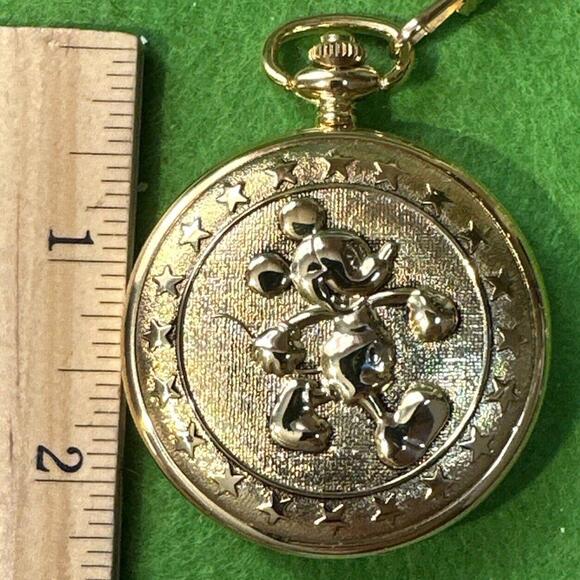 Walt Disney's Mickey Mouse ~ Gold Tone Conductors Pocket Watch by Colibri - Picture 9 of 9